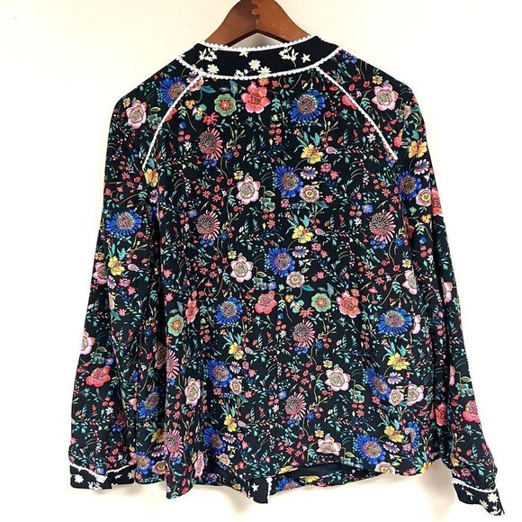 Lori Goldstein floral jacket with contrasting trim Sz M - Picture 6 of 7